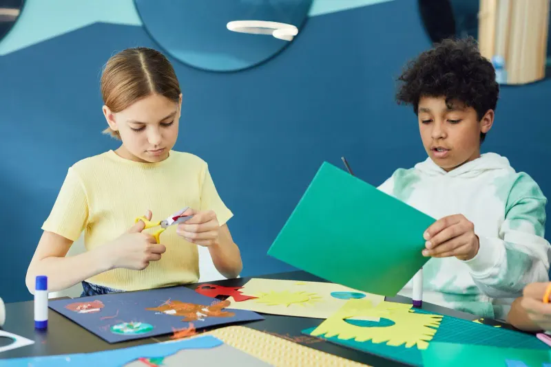 Kids doing arts and crafts