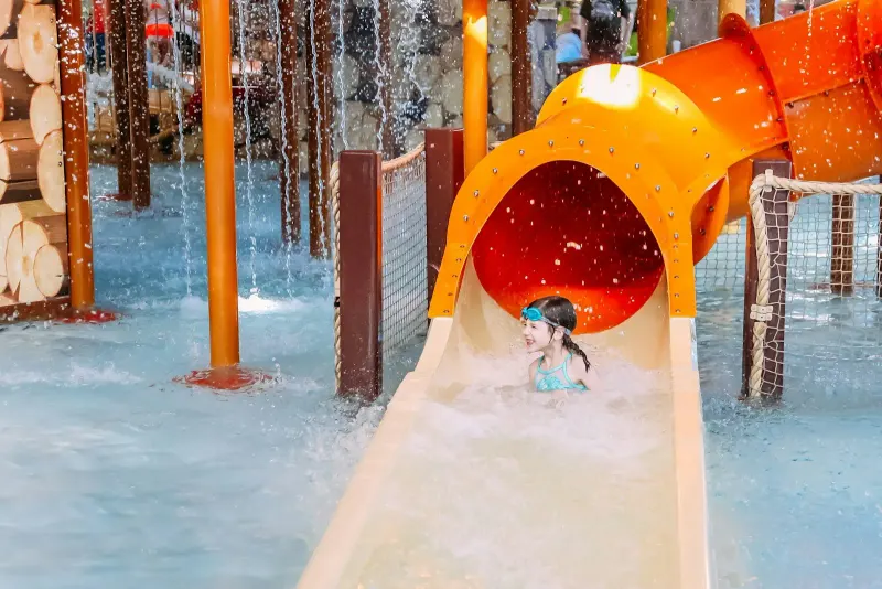 Colorful water-park slide